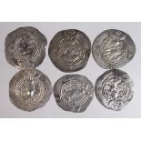 Sassanian Silver Drachms (6) mixed grade.
