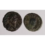 Roman Imperial (2) antoniniani: Carausius, Pax reverse, mint illegible(?) porous Fine/Fair, trace