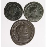 Roman Imperial (3): Carinus AE antoninianus Ticinum, Emperor with captive type VF, Numerian AE