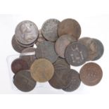 Tokens, 18thC copper (22) mostly Halfpennies, mixed grade, a few nice Farthings including a Druid