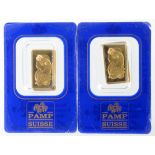 Pamp 2.5g Fine gold ingots (2) Still sealed