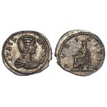 Julia Domna debased or plated silver denarius 196-202 (under Sept. Severus) Obv. B., Pudicitia