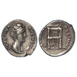 Roman Imperial, Faustina Senior silver denarius, Rome 138-140 AD, life-time issue 'peacock below