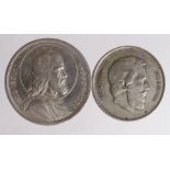 Hungary (2) 5 Pengo 1938 EF, and Kossuth commemorative 5 Forint 1947 VF