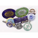 Railway badges (9) various, includes 1 unusual, unmarked silver N.U.R. pin badge plus 1 Great