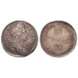 Shilling 1696 first bust, S.3497, toned EF