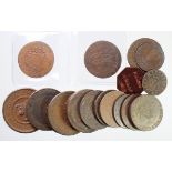 Tokens, 17th to 20thC (19) mostly 18th Century, assortment Fair to EF