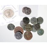 Roman Coins (16) bronze and silver assortment, mixed grade Fair to EF