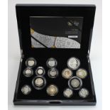 Proof Set 2011 Silver issue (fourteen coins) aFDC/FDC some slight toning. Boxed as issued