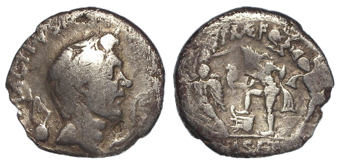 Roman Imperatorial, Sextus Pompey (the Great) silver denarius, uncertain mint in Sicily, 42-40 BC,