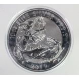 Ten Pounds 2019 10oz silver issue. BU in a hard plastic case