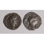 Roman Imperial (2) silver denarii: Trajan Arabia type RIC 245 VF, and Antoninus Pius Victory type