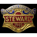 The Football Association, Steward's badge 1949, enamelled gilt bronze 41mm.