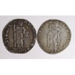 Netherlands (2) silver: Gelderland 20 Stuivers (Gulden) 1698 mm Knight on horse, KM# 65.2m, nF,