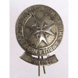 Great Northern Railway, large two part St. John Ambulance Association white metal badge (Rd. No.