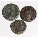 Roman Imperial (3): Fausta AE nummus, Siscia c.326 AD, Spes rev. VF, Crispus AE nummus, Lugdunum,
