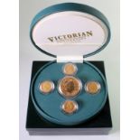 Royal Mint: Victorian Anniversary Collection 2001 comprising a frosted BU gold £5 coin and four