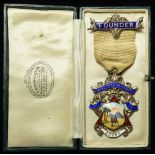 Masonic silver-gilt & enamel Founder's medal, United Services Chapter, Egypt No.101; hallmarked R.S.