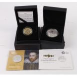 GB Royal Mint (5): The Shakespeare 2016 UK One Ounce Silver Proof Coin FDC cased with cert and