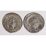 Philip I (2) silver antoniniani 245-247 AD, Rome Mint, Roma seated left, RCVIII 8952 on a broad flan