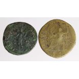 Roman Imperial (2): Domitian AE sestertius, Jupiter seated left type RIC 388 nF/Fair, surface