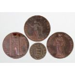 Tokens (4) 17th-18thC: Great Yarmouth Town Farthing 1669 porous Fine, Beccles Halfpenny 1795 '
