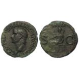Roman Imperial, Gaius "Caligula" AE As, Rome 37-38 AD, Vesta seated left between SC reverse, VF/F