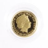 Britannia 1/10th oz gold proof £10 2007, aFDC in capsule only.