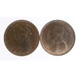 Halfpennies (2): 1885 GEF, and 1888 EF