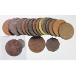 Tokens, 17th to 20thC (20) mostly 18th Century, assortment Fair to EF