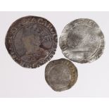 English Hammered (3): Charles I shilling mm. Triangle, Group F, S.2799, Fine, Elizabeth I Sixpence