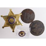 USA Tokens & Badges (4): New Mexico Deputy Sheriff's badge, Austin Police Association pin, Goldfield