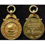 Football Fob, hallmarked 9ct gold, 21mm, 4.62g: 'Liverpool Shipping Football League' / '3rd Division