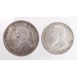 South Africa (2) ZAR silver: 2-Shillings 1896 EF, and 2&1/2 Shillings 1897 nEF