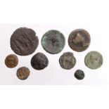 Ancient Greek & Roman Bronze Coins (9) noted Athens AE20 BMC 246 Fine, Lepidus Antipolis (Gaul) AE12