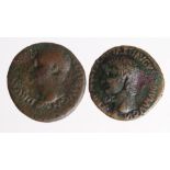 Roman Imperial (2) AE Asses: Drusus Caesar, Rome 22-3 AD, SC type see RIC 45 (Tiberius) Fair,