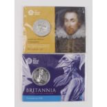 Fifty Pounds (2) 2015 "Britannia" & 2016 "Shakespeare". Both BU as issued