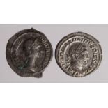 Roman Imperial (2) silver denarii: Orbiana Concordia type RIC 319 (Alexander) porous and debased nVF