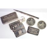 Silver: 17 troy oz pure in bars, rounds and ingots, plus a .925 Masonic ring, and a sterling