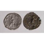 Roman Imperial (2) silver denarii: Caracalla Mars type RIC 83 GVF but with some verdigris and a