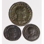 Roman Imperial (3): Licinius II AE19 "Votive" GF, Constantine I (the Great) AE nummus Treveri c.