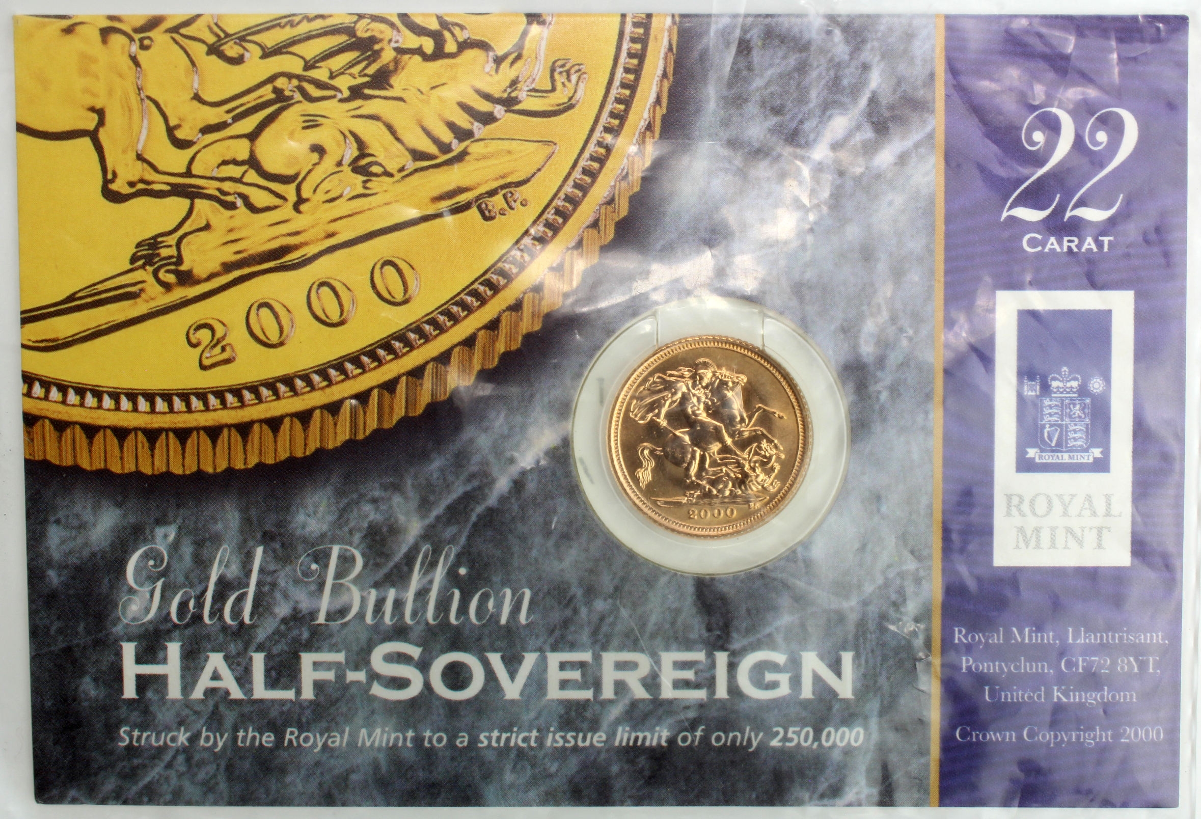 Half Sovereign 2000 BU in the Royal mint card