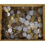 France, 18th-20thC (mostly latter) large quantity of mixed base metal coinage in a tray.