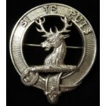 Clan badge - silver - Scottish Clan, Colquhoun; hallmarked Edinburgh, 1933. Weighs 28.1gms. Comes