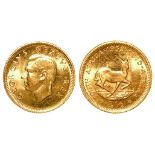 South Africa, George VI gold 1/2 Pound 1952, KM# 42, BU, a few light bagmarks (0.1177 troy oz AGW)