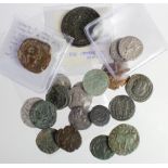 Roman Coins (16 plus 4 modern copies) bronze and silver, mixed grade Fair to EF