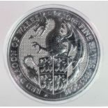 Ten Pounds 2018 "Dragon of Wales" 10oz silver issue. BU in a hard plastic case