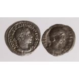 Roman Imperial (2) silver denarii: Severus Alexander Sol radiate with whip type VF, light
