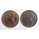 Halfpennies (2): 1893 and 1894, EF-GEF with some lustre.