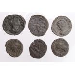 Roman Imperial (6) antoniniani: Claudius II Gothicus Victory rev. VF-GVF, Quintillus Mars reverse,